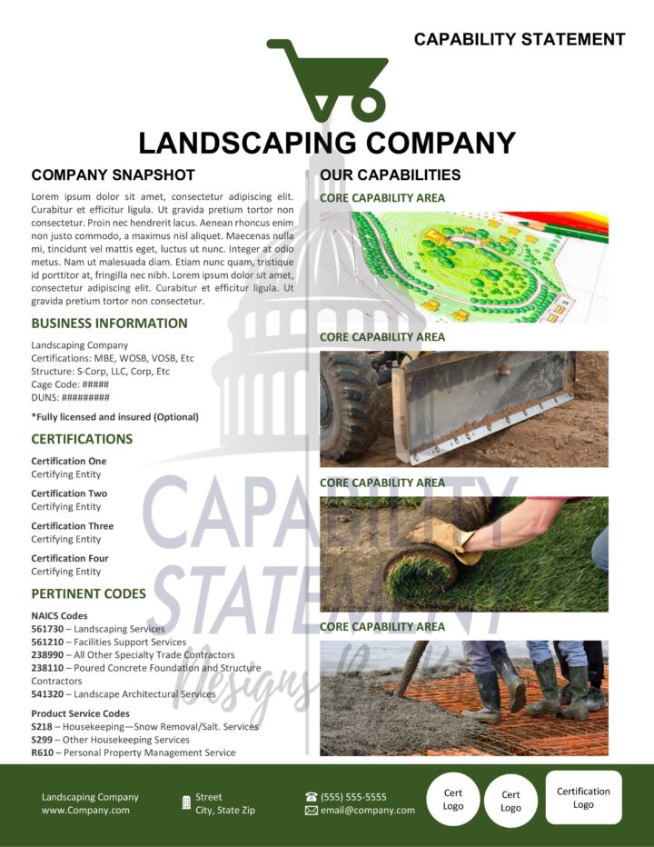 Landscaping Capability Statement Template Design