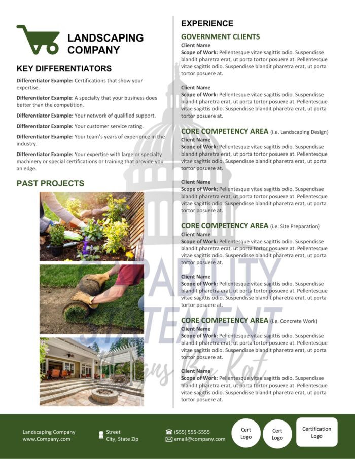 Landscaping Capability Statement Template Design