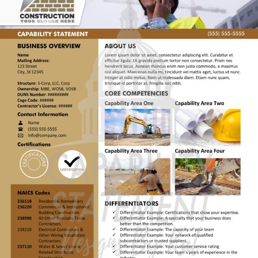 Modern Construction Capability Statement for Women Owned Businesses
