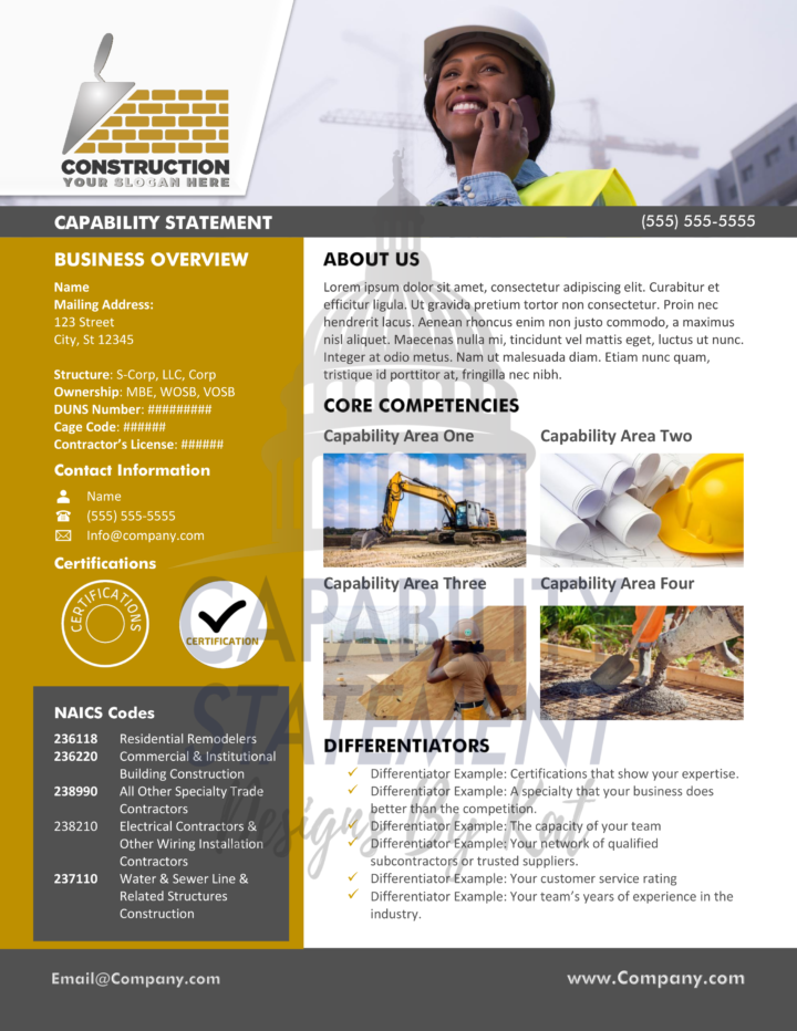 Modern Construction Capability Statement Design Template