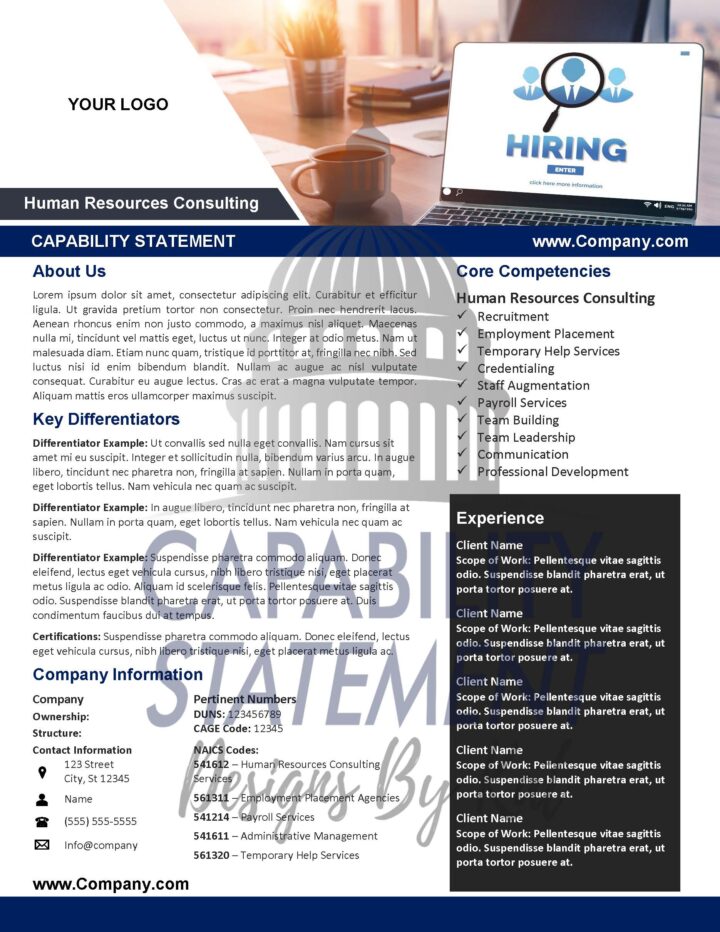 Capability Statement For Human Resources and Staffing