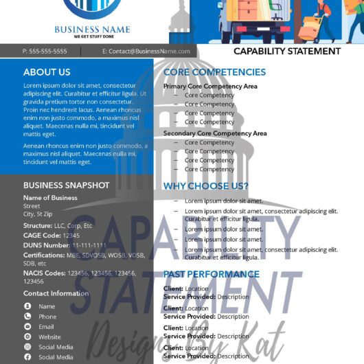 Moving Company Capability Statement 1 Page image