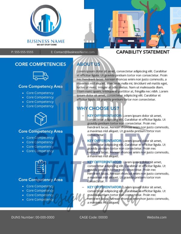 Front page of the Moving Company Capability Statement Template
