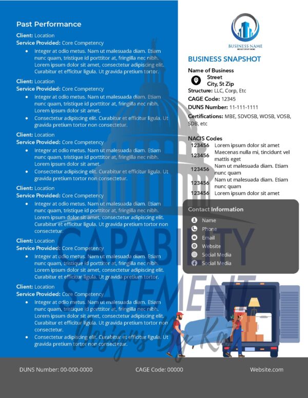 Second page of the Moving Company Capability Statement Template